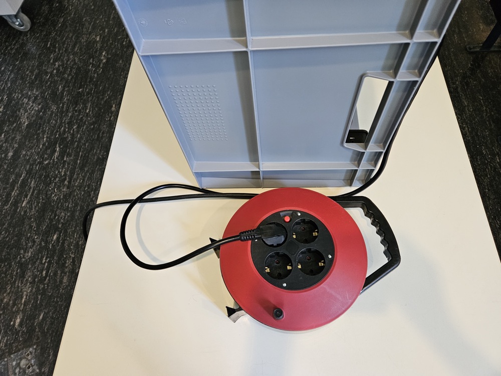 Kabeltrommel mit angeschlossenem Streamingkit